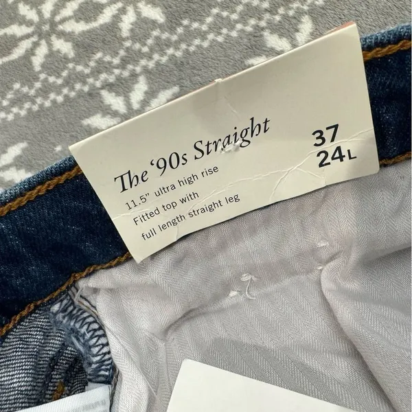 Abercrombie & Fitch The 90's Straight Ultra High Rise Blue Wash 24‎ Long Casual - Image 5