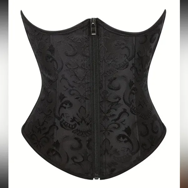 Black Lace-Up Corset nwt Vintage Style Zippered Waist Cincher Control Shapewear - Image 2