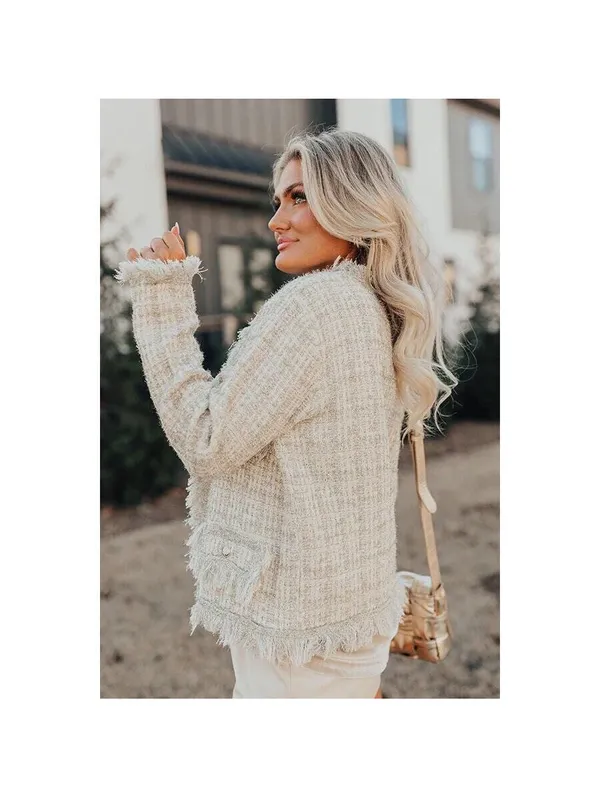 Impressions NWT Women's Prosecco Splash Tweed Boucle Jacket Cream Size M - Image 2