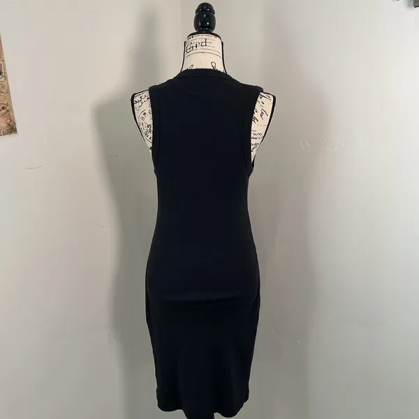 James Perse Standard Ribbed Tank Dress Black Scoop Neck Cotton Midi Size 2 - Image 3