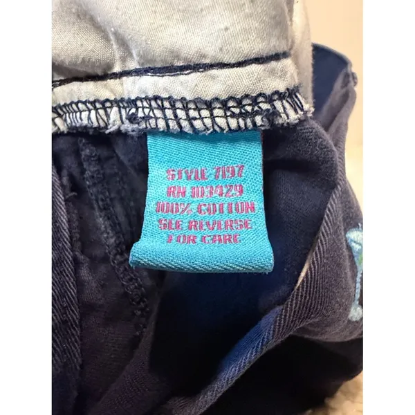 Tahiti Reef Club Martini Glass Embroidered Wide Leg Capri Pants Blue Size 8 - Image 5