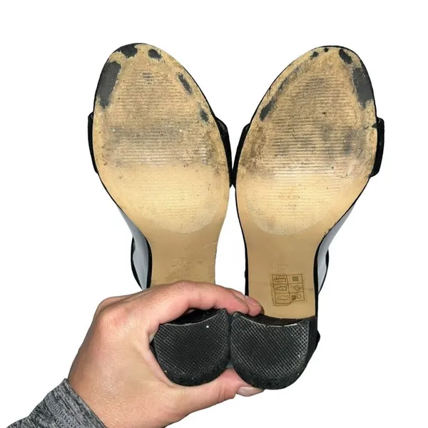 Urban Outfitters Faux Suede Heels Grommet‎ Open Toe Ankle Strap Shoes Women 8 - Image 6
