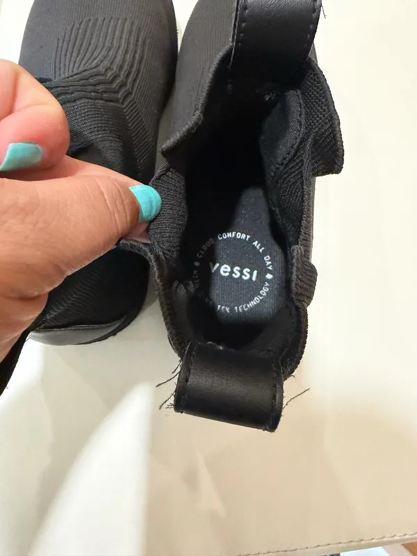 Vessi Weekend Chelsea Boots Waterproof Black Knit Slip On Sneaker Shoes W6 - Image 9