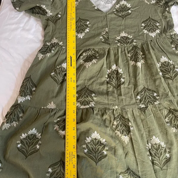 Old Navy Green and white midi dress #tiered #cottagecore size M - Image 8