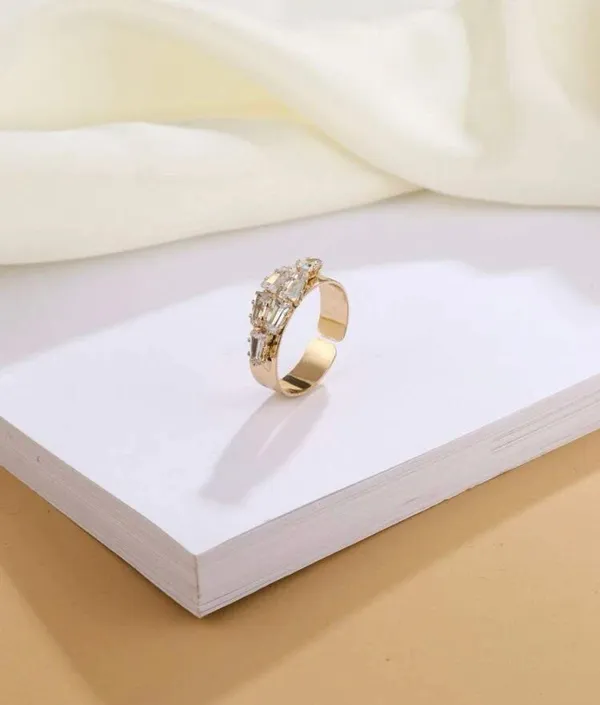 Stacked Crystal Gold Adjustable Ring - Image 2