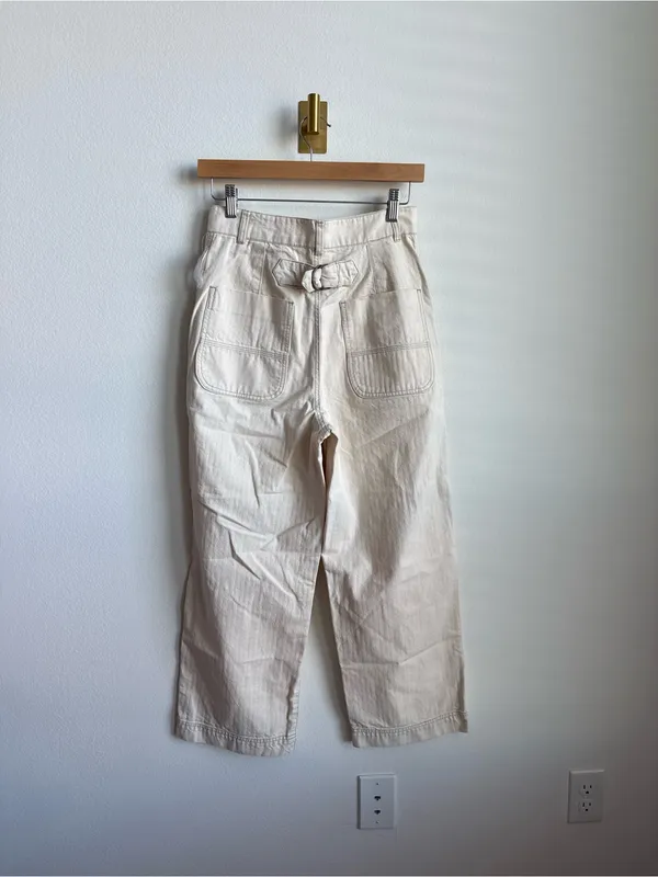 Free People Sunday Skies Wide Leg Sailor Pants NWT Size 2 Natural Cotton - Image 7