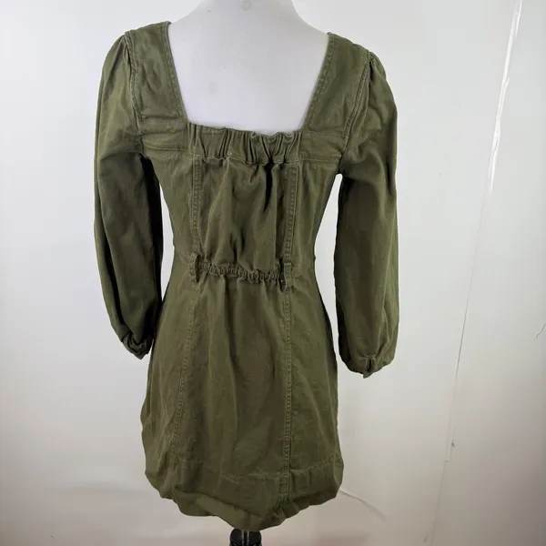 J.O.A. Just One Answer Olive Green Button Long Sleeve Dress Size Small - Image 5