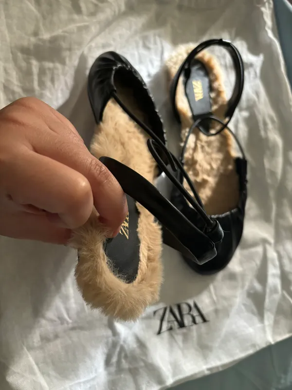 ZARA Fur Leather slippers Sandal - Image 5