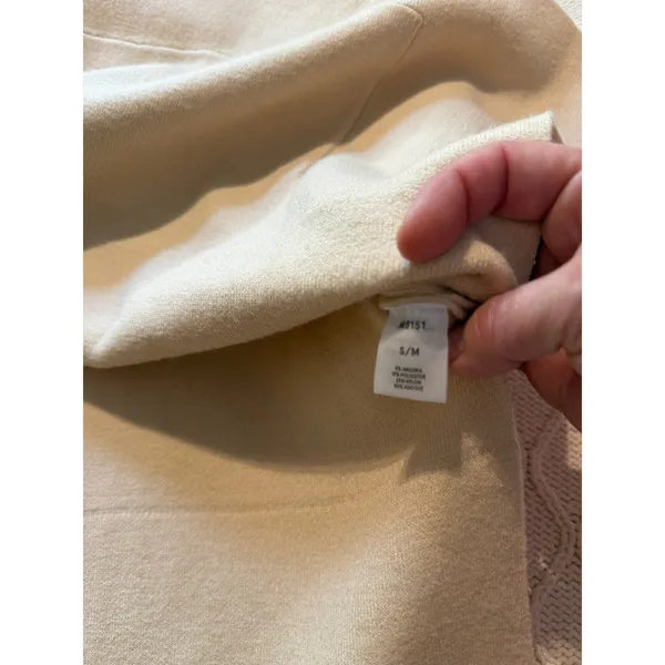 Kerisma Oversized Sweater Vest Cream Angora Blend Mock Neck Pocket S/M - Image 7