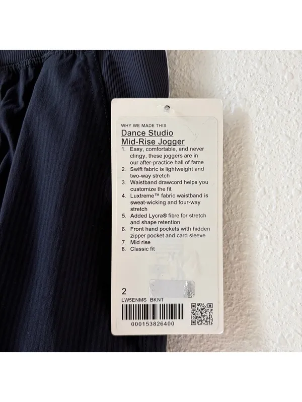 Lululemon Dance Studio Mid Rise Jogger Size 2 Regular Black Night Athleisure NEW - Image 4