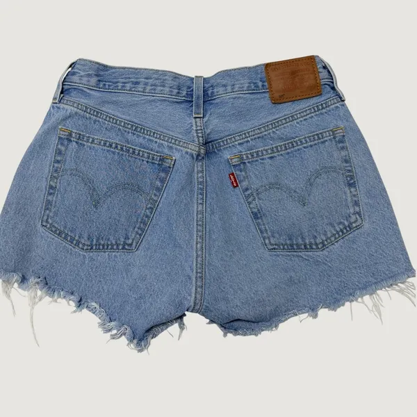 Levi's 501 Distressed Cutoff Denim Shorts Ripped Light Wash Womens Size 28 - Image 2