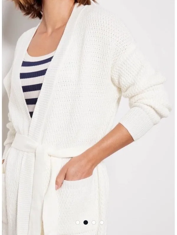 NWT Evereve Nico Wrap Cardigan Sweater Off White Women’s size Medium - Image 14