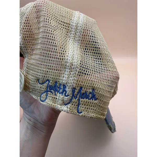 Judith March Santa Baby Distressed Trucker Hat Blue Denim Mesh Snapback Cap‎ - Image 4