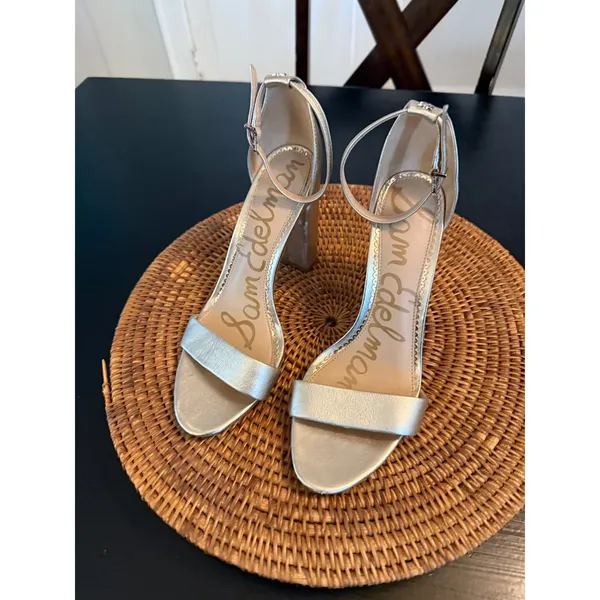 Sam Edelman Yaro Metallic Gold Block Heel Ankle Strap‎ Sandals Size 9 - Image 6