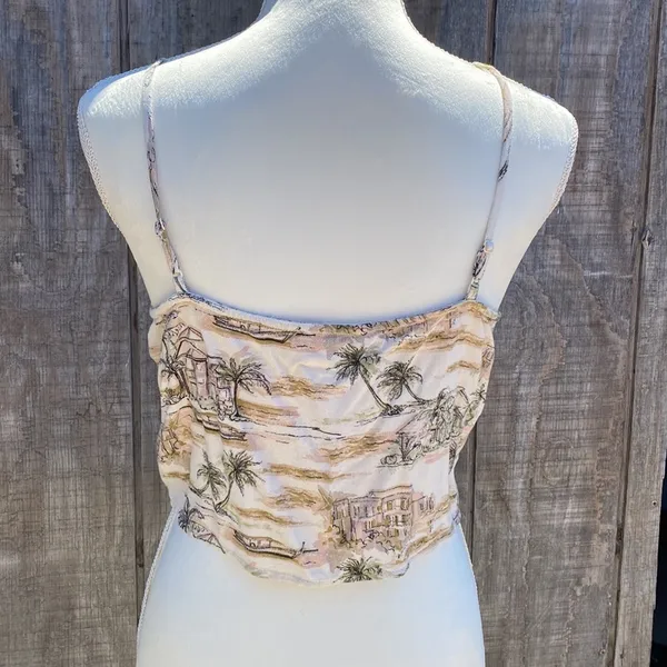 American Eagle Beach Print Faux Button Down Tank Top Size M - Image 2
