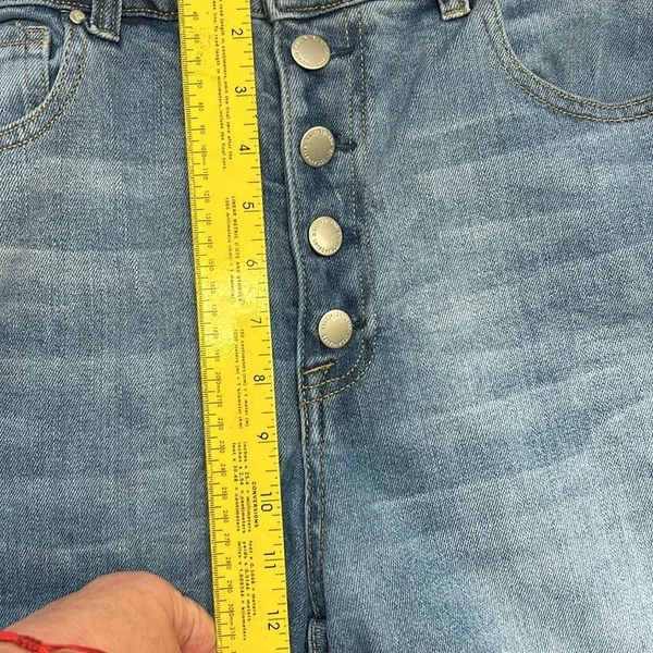 Risen Jeans High Rise Button Fly Distressed Frayed Raw Hem Stretchy‎ Size 13/31 - Image 11