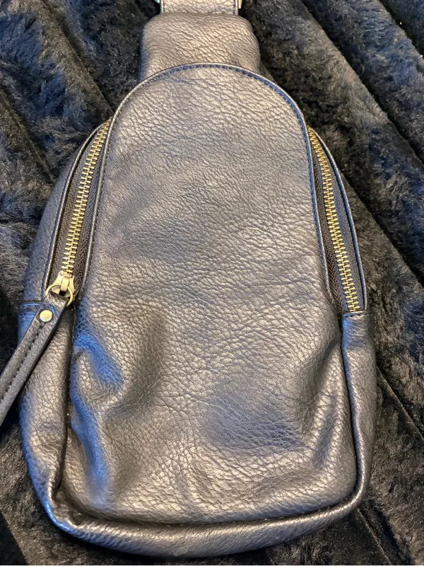 Anthropologie Sleek Black Leather Crossbody Sling Bag - Image 3