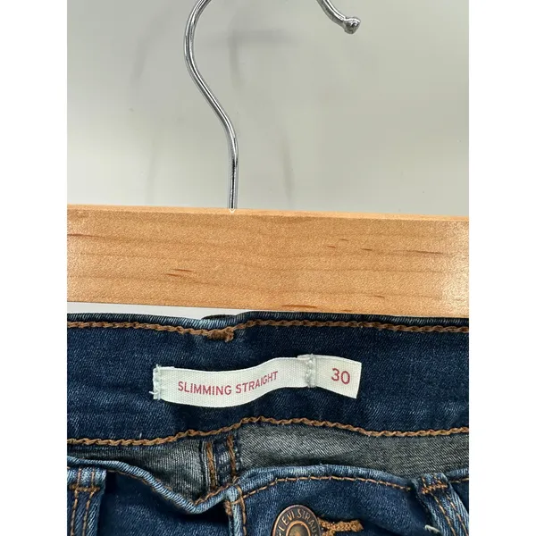 Levis Women Slimming Straight Jeans Medium Wash Stretch Mid Rise‎ Blue Size 30 - Image 7