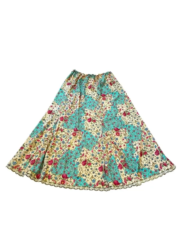 Sag Harbor Vintage Cottagecore Floral Midi Skirt Lace Trim Flowy Fairy Feminine - Image 6