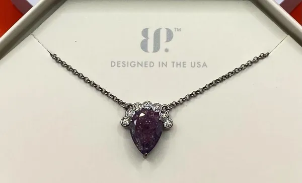 Bomb Party Necklace RBP5871 “Shimmering Moments” LC Ice Crystal on Hematite NWT - Image 2