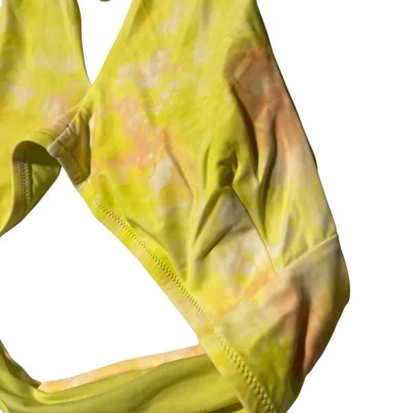 Aerie Crossover Keyhole Halter Bikini Top Women's L Vibrant Mint Yellow‎ Swim - Image 4