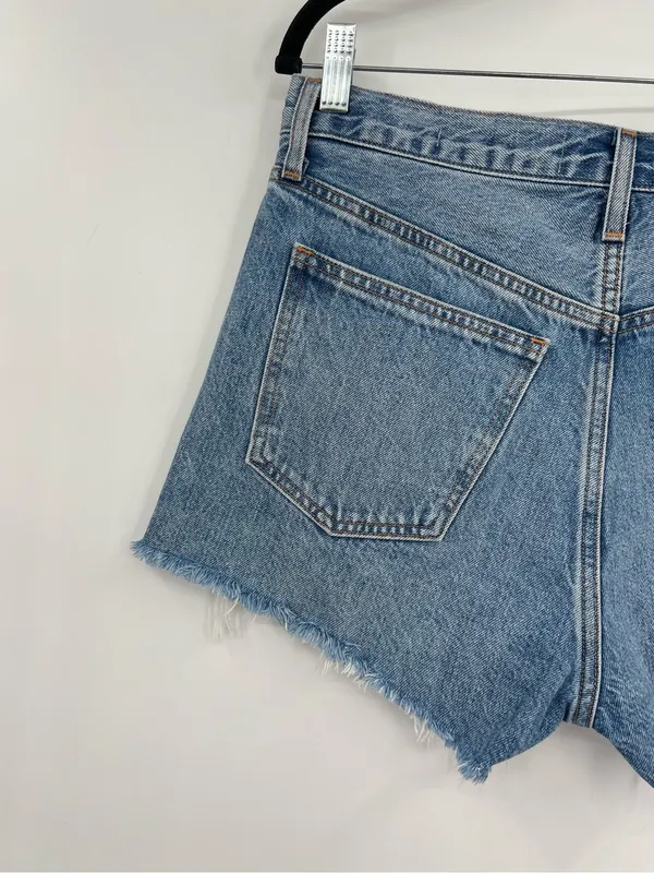 Aritzia Denim Forum The 90s Vintage Cut Off Shorts Jean Denim Distressed Blue 28 - Image 7