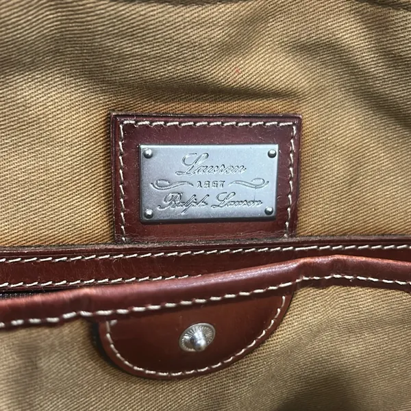 Polo Ralph Lauren Vintage 90's Canvas leather Tote Bag Multi Pocket Khaki - Image 6