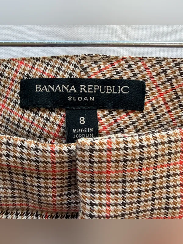 BANANA REPUBLIC Sloan Mid-Rise Skinny‎ Fit Ankle Pant, Camel Glen Plaid Check, 8 - Image 10