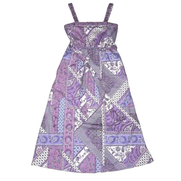 Laundry By Shelli Segal Dress 6 S Cotton Stretch Pockets Midi Patchwork‎ Cottage - Image 9