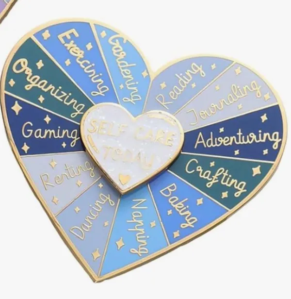 NEW Self Care Heart Enamel Pin Blue - Image 5