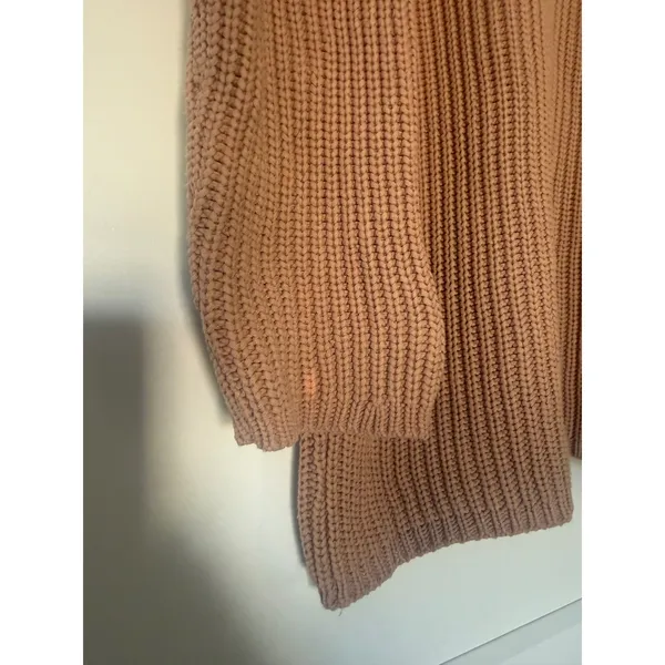 Jenni Kayne Organic Cotton V-Neck Shaker Knit Sweater Cedar Brown M 495-7358-C21 - Image 4