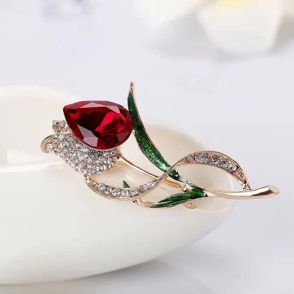 Elegant Crystsl Flower Brooch Pin for Women - Image 2
