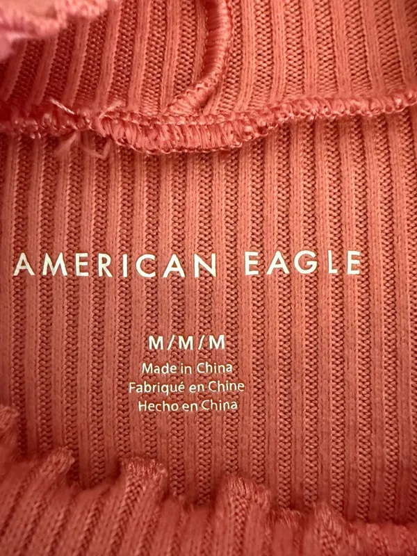 American Eagle Ribbed Mock Neck Long‎ Sleeve Top Size M - Image 2