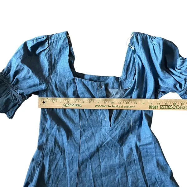 Umgee Denim Women's S Mini Dress Blue Cotton‎ Boho Western Festival Bohemian - Image 7