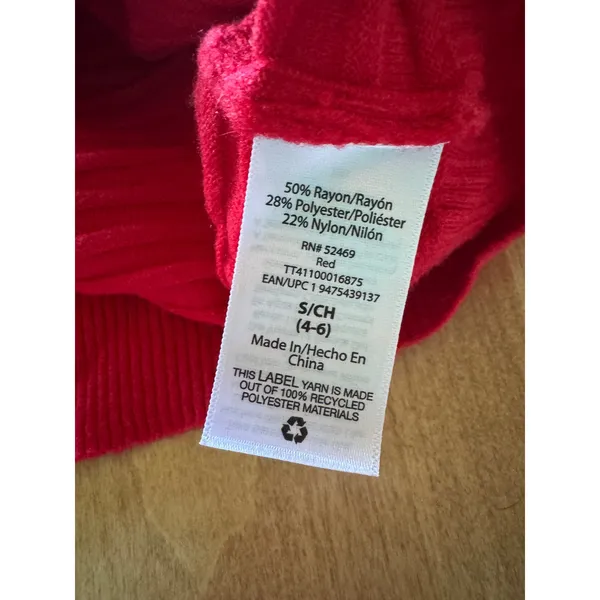 Time and Tru Womens‎ Red V-Neck Ribbed Knit Pullover Sweater Size S 4-6 - Image 4