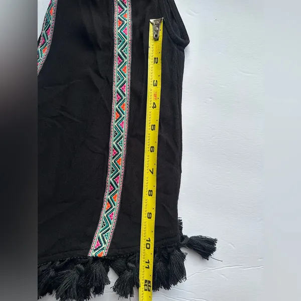 H&M Boho Coachella Tassel Tank Women’s Black‎ Geometric Trim Sz 6 - Image 8