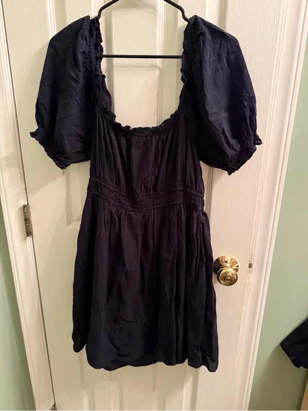 aerie Black Puff-Sleeve Mini Dress - Image 3