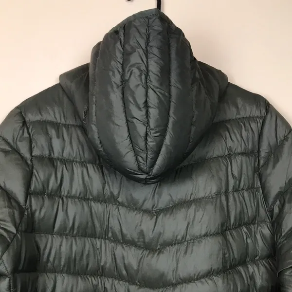 Harvey & Jones Women's Olive Green Nylon Long Line Hooded Puffer Coat - Image 8