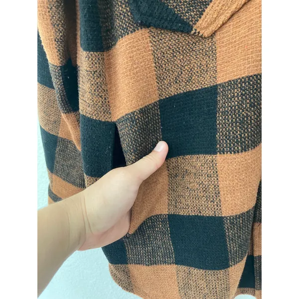 RDI Fall Western Buffalo Plaid Brown Black Oversized Shirt Jacket Shacket Small - Image 6