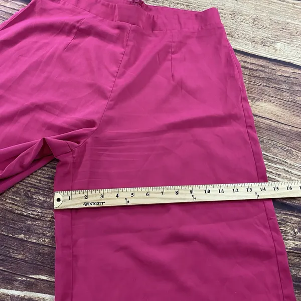 SHEIN Joress Dress Pants Womans Sz L Pink High-Rise Wide Leg - Image 10