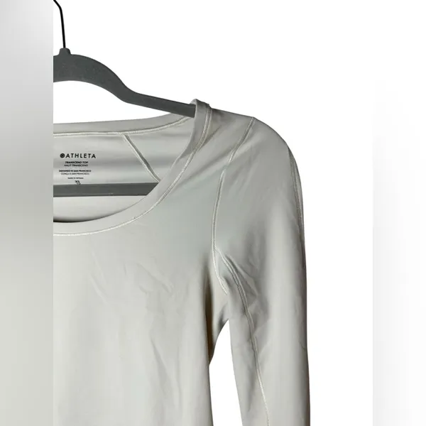 Athleta Transcend‎ Long Sleeve Crop Top cream Scoop Neck Size XS NWT - Image 4