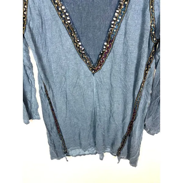Free people sequin embellished‎ blue tunic - Image 3