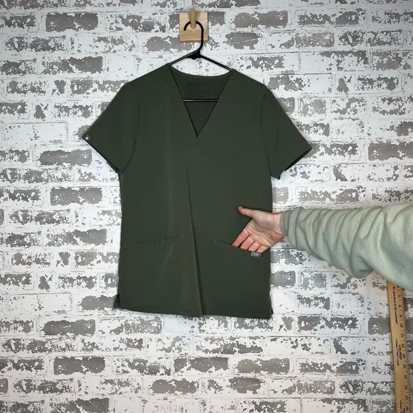 Figs | women olive green scrub top - Image 8