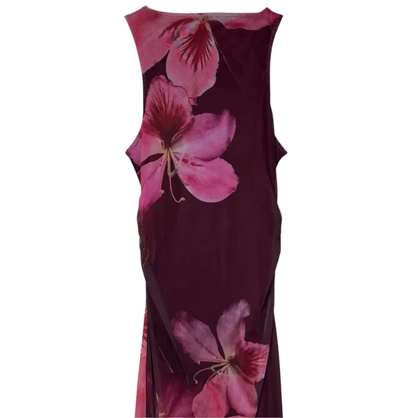 Thirty/Thirty Womens Dress Maxi Floral Sheer Sleeveless Boho Burgundy Small NWT - Image 9