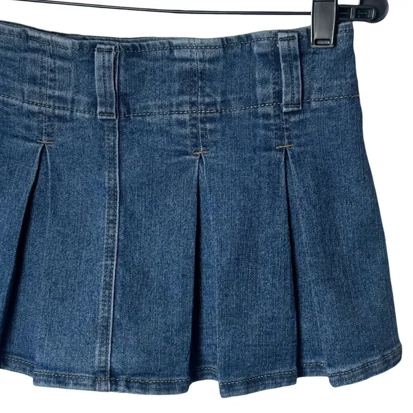 Y2K Almost Famous‎ Micro Mini Denim Pleated Skort Low Rise Grunge Skater S - Image 6