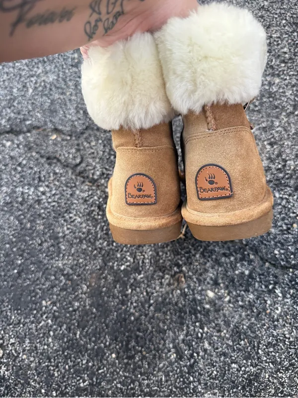 Bearpaw Women’s Size 8 Brown Suede Faux Fur Ankle Boots - Image 5