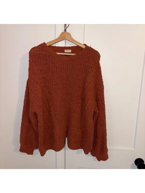 POL Boutique $79 Woman’s L Cable Chunky Knit Sweater Size L Cozy Style: FST296 - Image 4