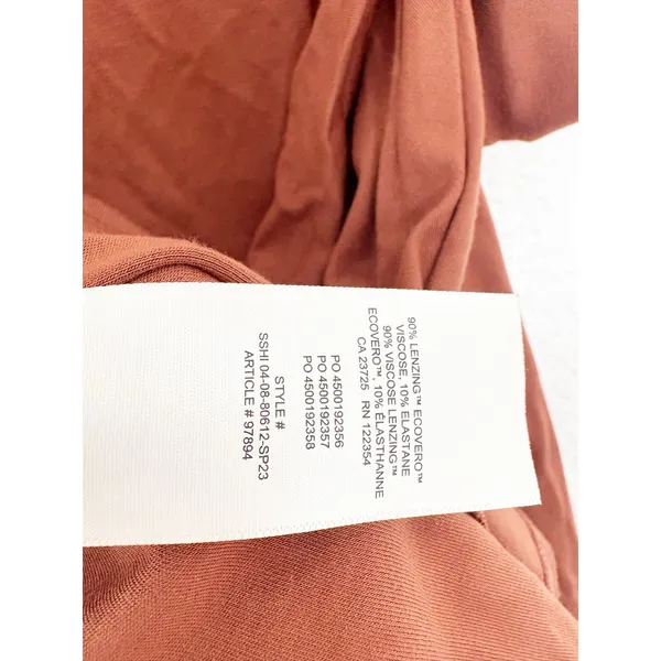 Aritzia Wilfred Saturn Mini Dress Size XS Brown Wrap Stretch Preppy Minimalist - Image 7