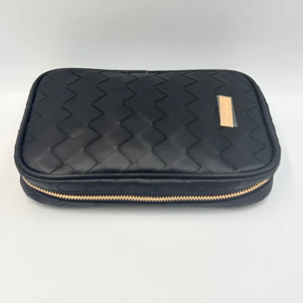 Kevyn Aucoin Woven Makeup Bag Black Faux Leather Travel Case Gold‎ Hardware NEW - Image 4