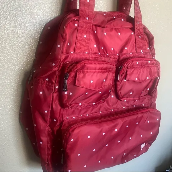 Lug polka dot Red and white Bag‎ Lightweight packable Tote Bag - Image 10
